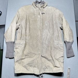 Vintage Bridgewear Coat Jacket Womens M Corduroy Tan Zip